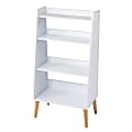 SEI Furniture Berritza 45"H 4-Shelf Midcentury Modern Bookshelf, White/Natural 1 thumbnail image