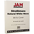 JAM Paper® Cover Card Stock, 8 1/2" x 11", 88 Lb, Strathmore Natural White Wove, Pack Of 50 Sheets