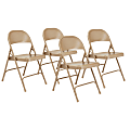 National Public Seating Series 50 Steel Folding Chairs, Beige, Set Of 4 Chairs