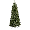 Nearly Natural Cashmere Pine 78”H Slim Artificial Christmas Tree With Bendable Branches, 78”H x 32”W x 32”D, Green
