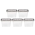 Iris® Stack & Pull™ Storage Boxes, 4.75 Gallon, Clear/Gray, Set Of 5 Boxes 1 thumbnail image
