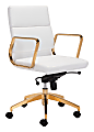 Zuo® Modern Scientist Mid-Back Office Chair, White/Gold