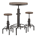 LumiSource Hydra Industrial Table With 2 Stools, Antique Metal/Brown Bamboo