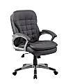 Boss Office Products Pillow-Top Vinyl Mid-Back Chair, Black/Silver 1 thumbnail image