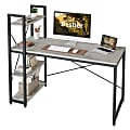 Bestier Modern Office Desk With Storage Shelf & Headset Hook, 56"W, Retro Gray Oak Light