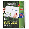 SKILCRAFT® Index Maker 100% Recycled Clear Label Dividers With White Tabs, 5-Tab (AbilityOne 7530-01-600-6977)