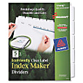 SKILCRAFT® Index Maker 100% Recycled Clear Label Dividers With White Tabs, 5-Tab (AbilityOne 7530-01-600-6977) 1 thumbnail image