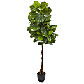 Nearly Natural 64"H Real Touch Fiddle Leaf Artificial Tree, 64"H x 20"W x 20"D, Black/Green 1 thumbnail image