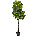 Nearly Natural 64"H Real Touch Fiddle Leaf Artificial Tree, 64"H x 20"W x 20"D, Black/Green