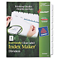 SKILCRAFT® Index Maker Clear Label Dividers With Whtie Tabs, 8-Tab, Pack Of 5 Sets (AbilityOne 7530-01-600-6982)