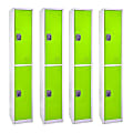 Alpine 2-Tier Steel Lockers, 72”H x 12”W x 12”D, Green, Set Of 4 Lockers 1 thumbnail image