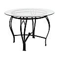 Flash Furniture Round Glass Dining Table With Bowed Frame, 29-1/2"H x 42"W x 42"D, Clear/Black