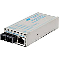 Omnitron miConverter 10/100/1000 Gigabit Ethernet Fiber Media Converter RJ45 SC Single-Mode 34km Wide Temp - 1 x 10/100/1000BASE-T; 1 x 1000BASE-LX; US AC Powered; Lifetime Warranty