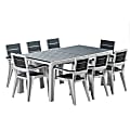 Inval Madeira 9-Piece Indoor And Outdoor 8-Seat Rectangular Table And 8 Arm Chair Set, 29”H x 35”W x 70”D, Gray/Slate