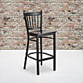 Flash Furniture Vertical Back Restaurant Bar Stool, Walnut/Black