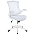 Flash Furniture Mesh Mid-Back Swivel Task Chair With Flip-Up Arms, White 1 thumbnail image