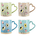 Gibson Home Sunbloom 4-Piece Flower Wax Relief Design Mug Set With Heart Shaped Handles, 15 Oz, Assorted Colors 1 thumbnail image