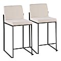 LumiSource Fuji Contemporary Counter Stools, Black/Beige, Set Of 2 Stools