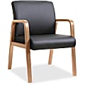 Lorell® Bonded Leather/Wood Guest Chair, Black/Cherry Walnut 1 thumbnail image