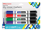 Office Depot® Brand Dual-Tip Dry-Erase Markers, Chisel Point, White Barrels, Assorted Ink Colors, Pack Of 4 1 thumbnail image