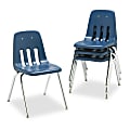 Virco® 9000-Series Plastic Stack Chairs, Navy/Chrome, Pack Of 4