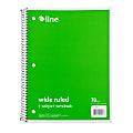 C-Line Wide Rule Spiral Notebooks, 8" x 10-1/2", 1 Subject, 70 Sheets, Green, Case Of 24 Notebooks