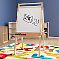 Flash Furniture Bright Beginnings Commercial Classroom Wood Freestanding Art Easel with Chalk Board, Dry-Erase Board, 2 Trays, Paper Roller And Paper Tear Bar, 49”H x 28-1/2”W x 25-3/4”D, Beech