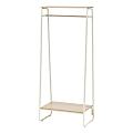 IRIS Metal Garment Rack With 2 Wooden Shelves, 59-1/2"H x 29-1/4"W x 15-3/4"D, White/Light Brown