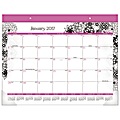 AT-A-GLANCE® Fashion Monthly Desk Pad Calendar, 22" x 17", 30% Recycled, Flora Doodle, January to December 2017 1 thumbnail image