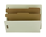 Smead® End-Tab Classification Folders, 2 Dividers, 2 Partitions, Straight Cut, Letter Size, 100% Recycled, Gray/Green, Box Of 10