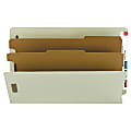 Smead® End-Tab Classification Folders, 2 Dividers, 6 Partitions, Straight Cut, Legal Size, 100% Recycled, Gray/Green, Box Of 10 1 thumbnail image
