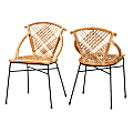 bali & pari Pro Modern Bohemian Dining Chairs, Natural Brown/Black, Set Of 2 Chairs