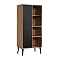 Sauder® Ambleside Modern 26"W Storage Cabinet With Door And Open Storage, Serene Walnut/Black