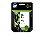 HP 65 Black And Tri-Color Ink Cartridges, Pack Of 2, T0A36AN