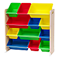 IRIS 4-Tier Storage Bin Organizer Rack, 35-1/4"H x 34"W x 13-3/4"D, Primary Multicolor