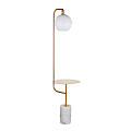 LumiSource Symbol LED Floor Lamp With Side Table, 66-1/2"H, White Shade/Gold And White Marble Base