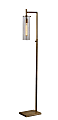Adesso® Dalton 1-Light Floor Lamp, 62"H, Clear Shade/Antique Brass Base