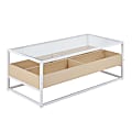 LumiSource Display Contemporary Coffee Table, 16-1/2”H x 43-1/2”W x 22”D, White/Natural