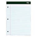 TOPS™ Docket™ Writing Pad, 3-Hole Punched, 8 1/4" x 11 3/4", Legal Ruled, 50 Sheets, White