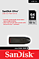 SanDisk® Ultra® USB 3.0 Flash Drive, 64GB, Black 1 thumbnail image