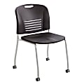 Safco® Vy™ Plastic Seat, Plastic Back Stacking Chair, 17" Seat Width, Black Seat/Silver Frame, Quantity: 2