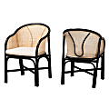 bali & pari Miranda Modern Bohemian 2-Tone Rattan Dining Chairs, White/Black/Natural Brown, Set Of 2 Chairs 1 thumbnail image