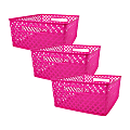 Romanoff Woven Basket, Medium, Hot Pink, Pack Of 3 1 thumbnail image