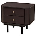 Baxton Studio Norwood Modern Transitional 2-Tone Finished Wood 2-Drawer End Table, 19-15/16"H x 21-3/4"W x 15-3/4"D, Black/Espresso Brown