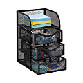 Mind Reader Mini Desk Supplies Office Supplies Organizer, 8"H x 5"W x 4-3/4"L, Black 1 thumbnail image