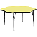 Flash Furniture Flower Thermal Laminate Activity Table With Height-Adjustable Legs, 30-1/8" x 60", Yellow