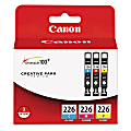 Canon® CLI-226 ChromaLife 100+ Cyan, Magenta, Yellow Ink Tanks, Pack Of 3, 4546B007