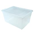 Office Depot® Brand Plastic Storage Container With Built-In Handles And Snap Lid, 64 Quarts, Clear