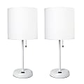 LimeLights Stick Lamps, 19-1/2"H, White Shade/White Base, Set Of 2 Lamps