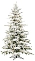 Fraser Hill Farm 7 1/2" Mountain Pine Flocked Artificial Christmas Tree With Smart String Lighting, White/Black